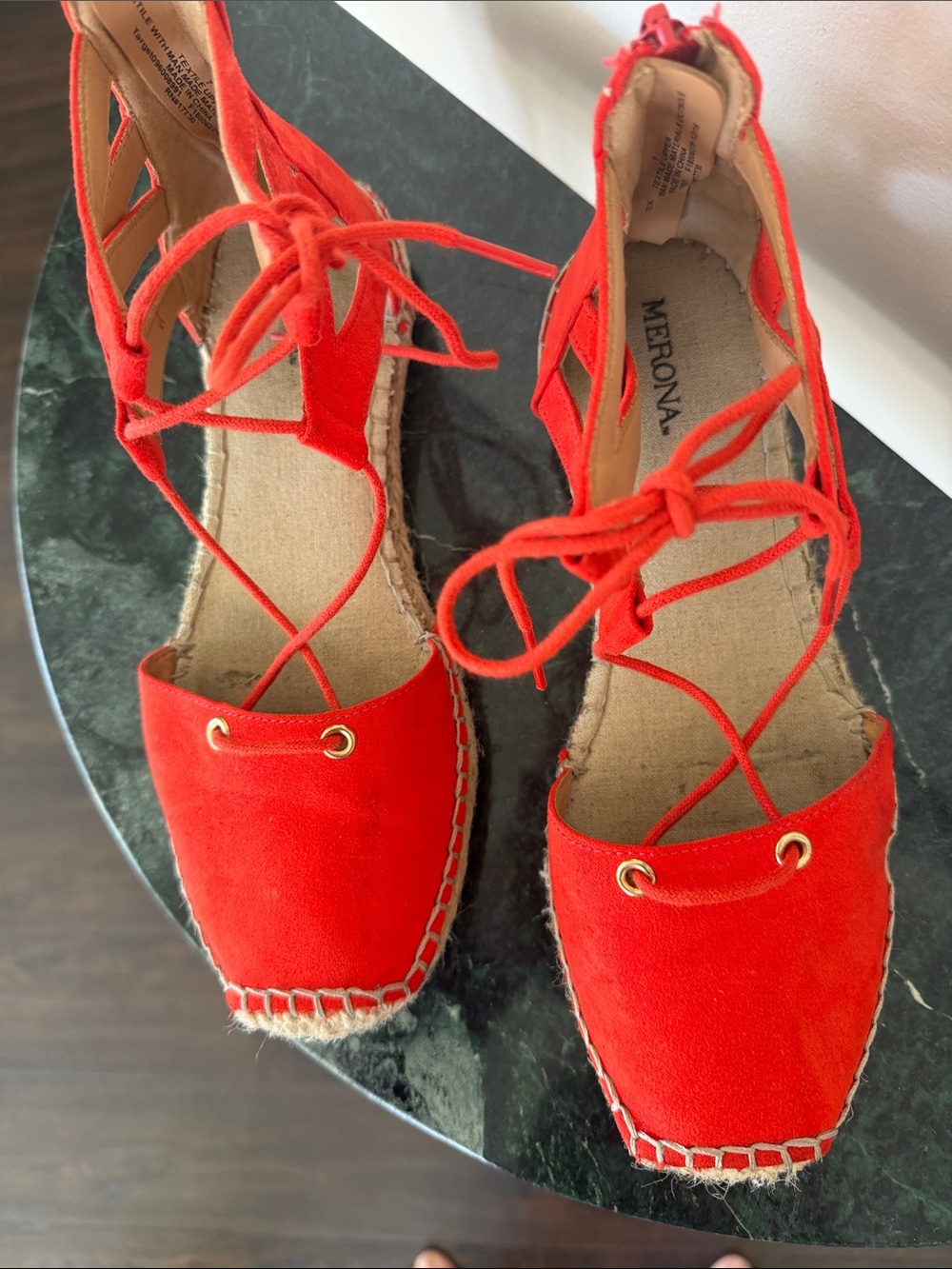 Merona Red Lace-Up Espadrille Wedge Sandals